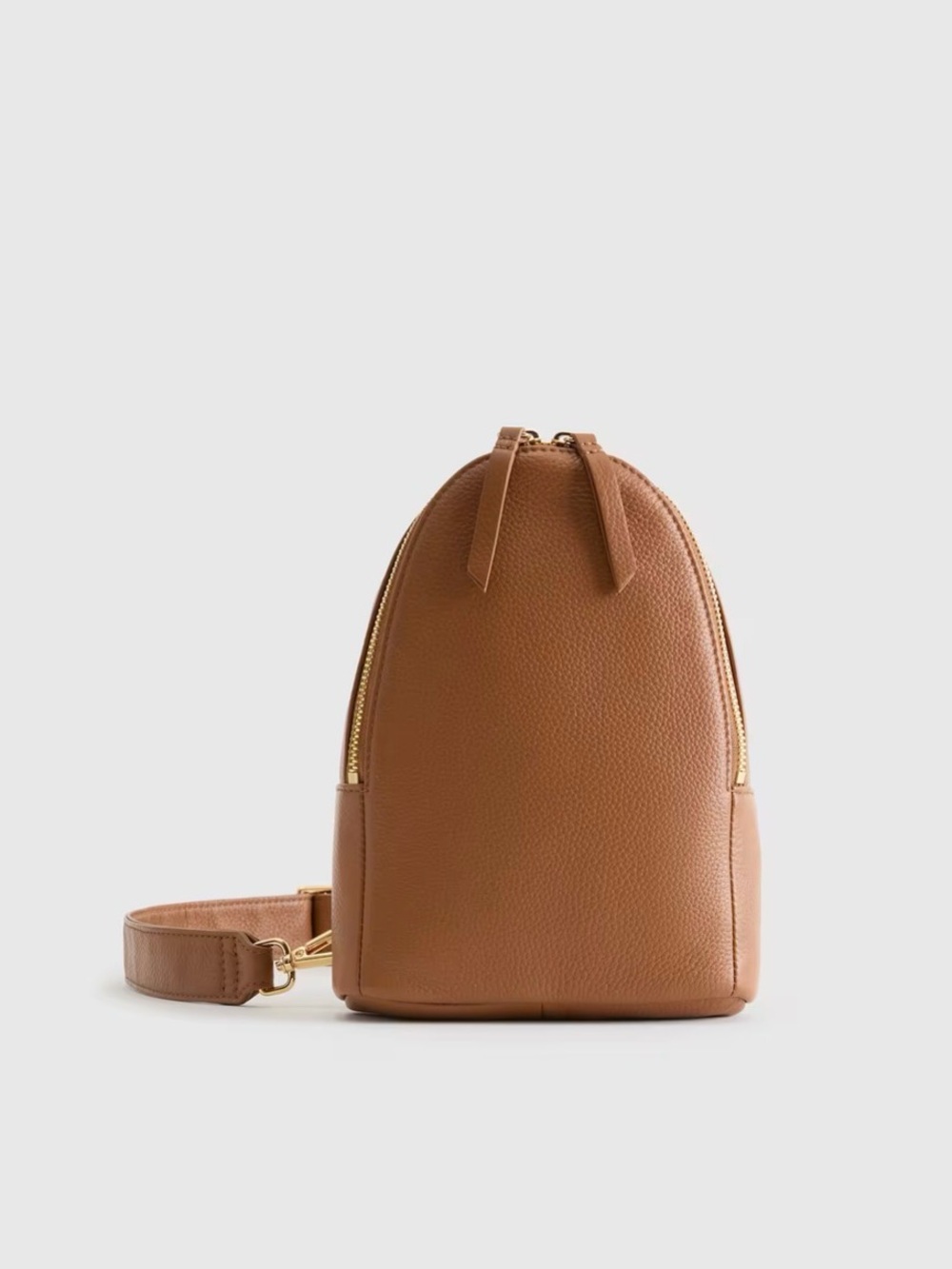 Quince Tan Italian Leather Sling Bag Crossbody Backpack - Picture 2 of 6